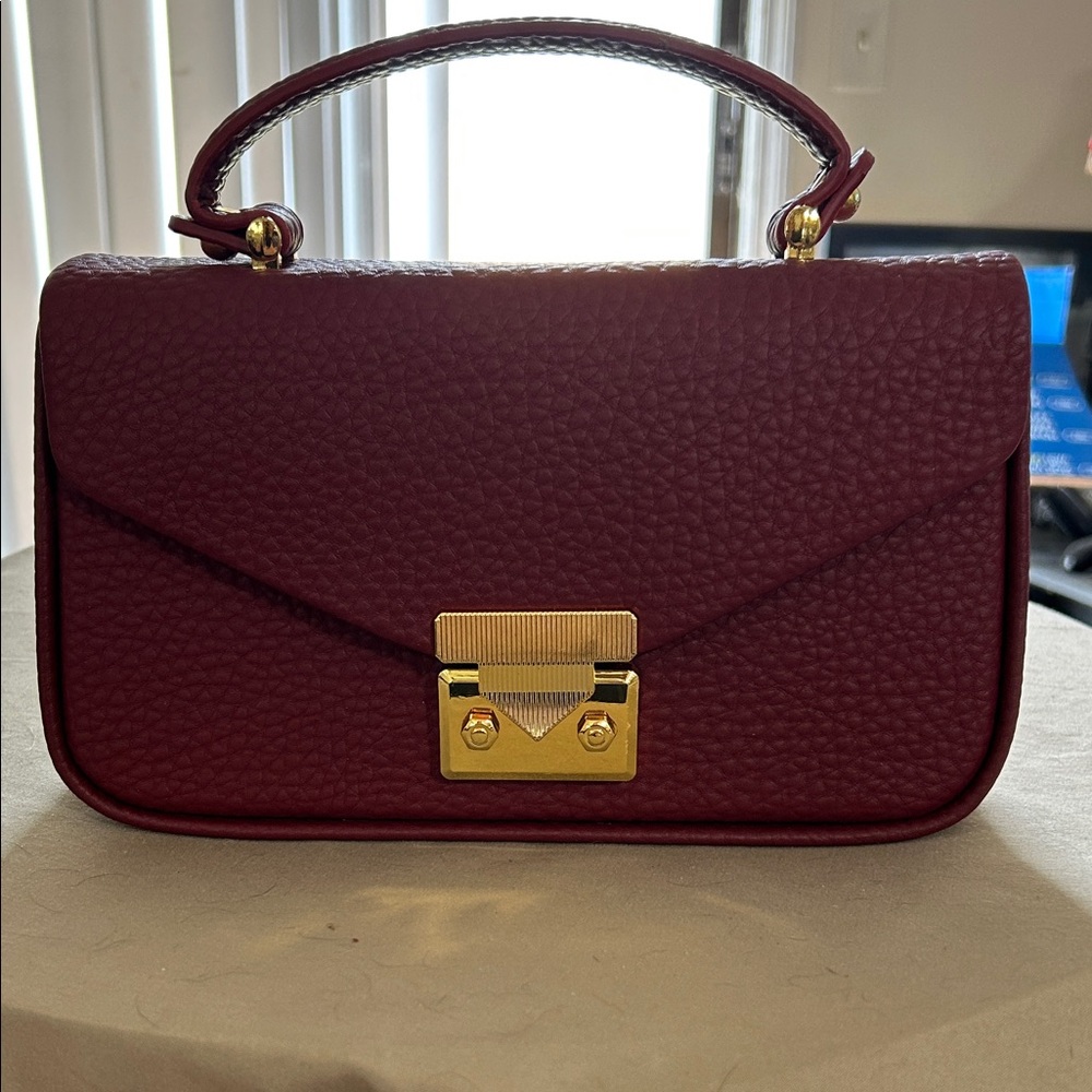 Elegant Burgundy/ Wine Vegan Leather Handbag Set